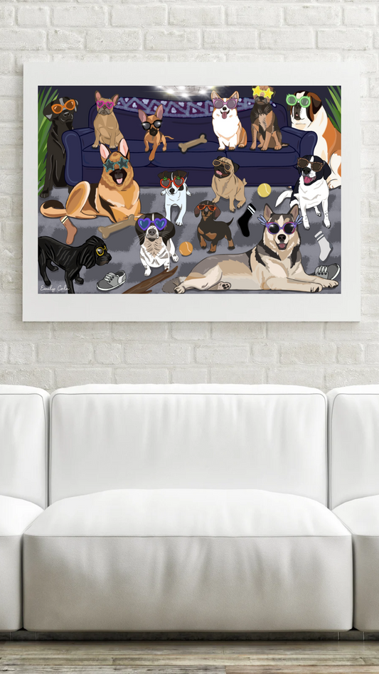 Fun Dog Party Digital Poster Print