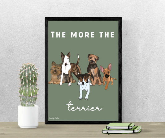 The More The Terrier Green Dog Digital Poster Print