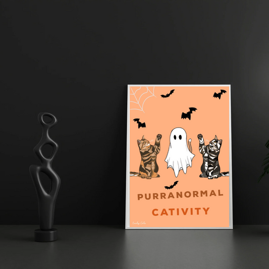 Halloween Purranormal Cativity Digital Cat Poster Print