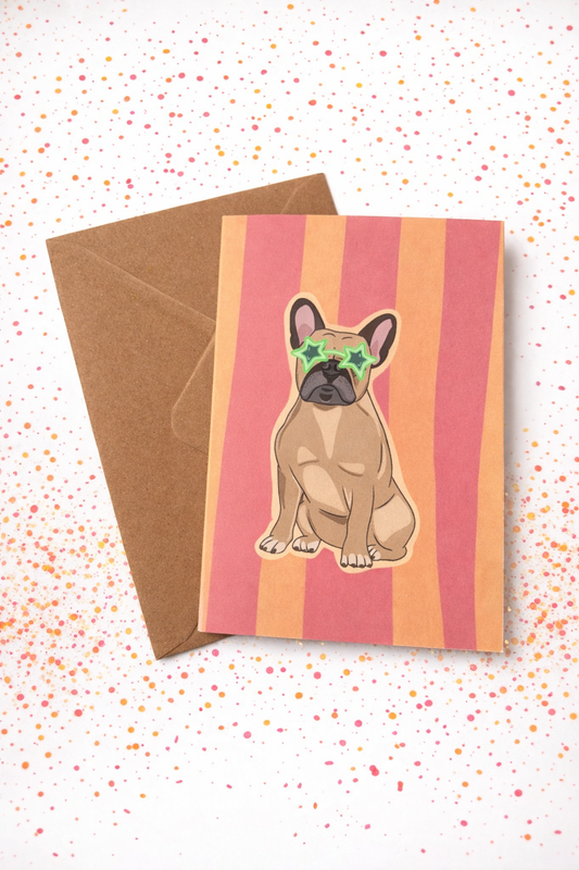 A6 French Bulldog In Sunglasses Blank Greetings Card