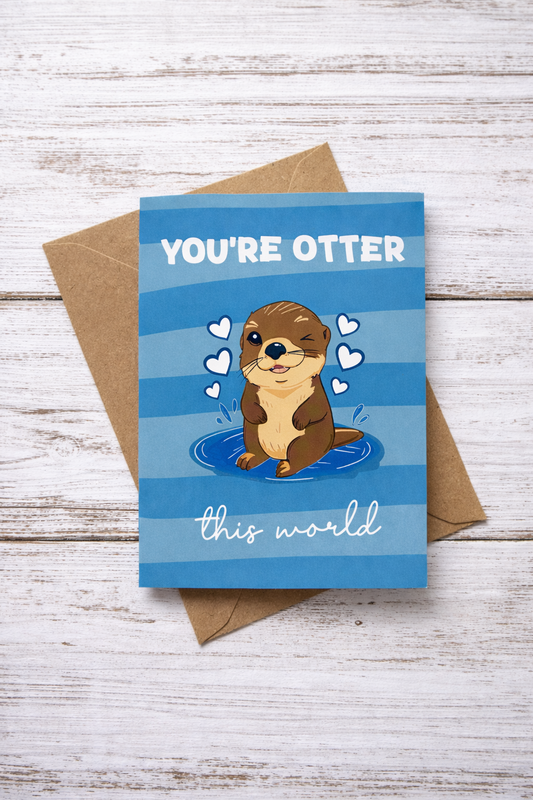 A6 You’re Otter This World Cute Animal Lover Blank Celebration Greetings Card