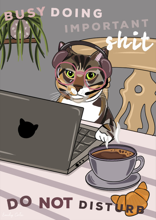 Do Not Disturb Cat Office Digital Poster Print