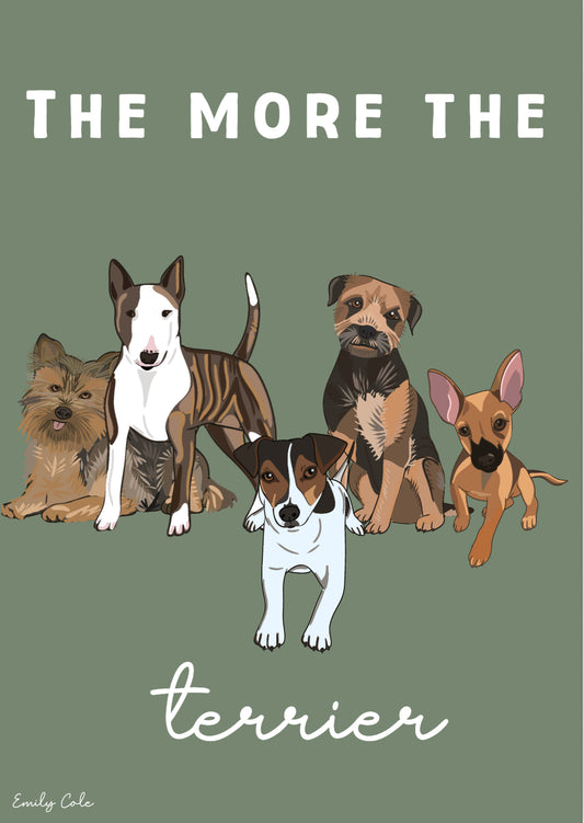 The More The Terrier Green Dog Digital Poster Print