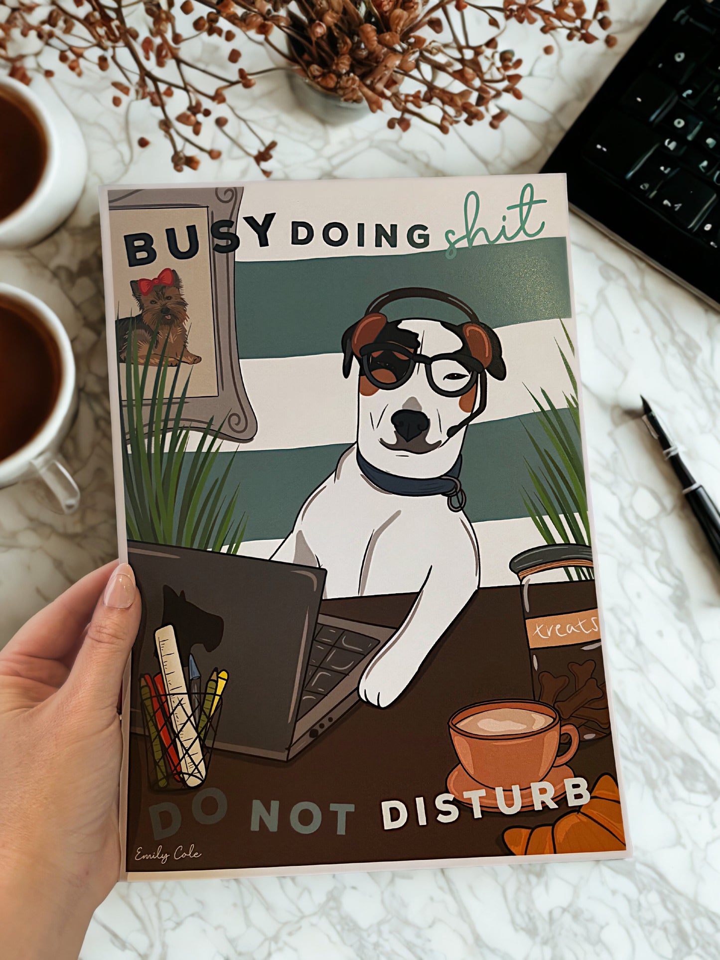 Busy Doing Shit Funny Rude Terrier Dog Poster Print