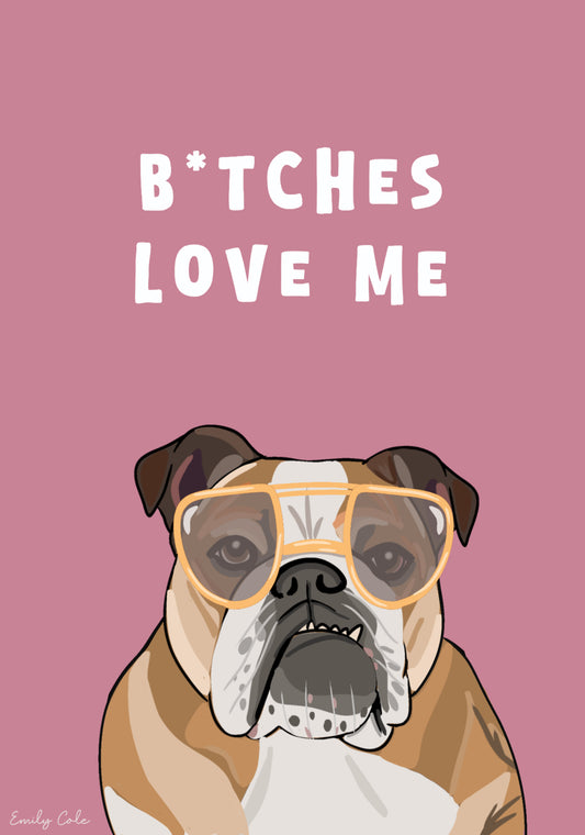 Bulldog Poster; Funny Bulldog Digital Print