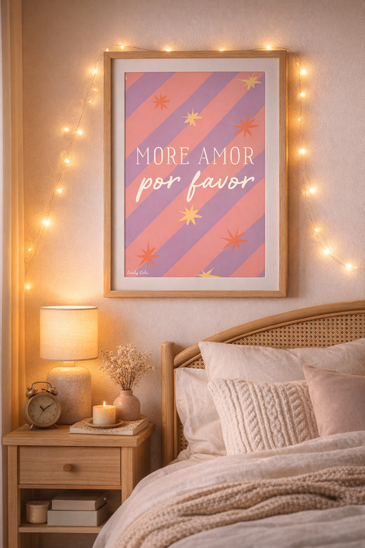 More Amor Por Favor, Retro Spanish Bedroom Wall Art, Digital Download