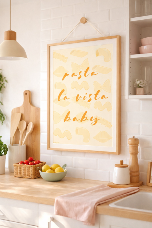 Funny Kitchen Pun Poster Pasta La Vista Baby Poster Print