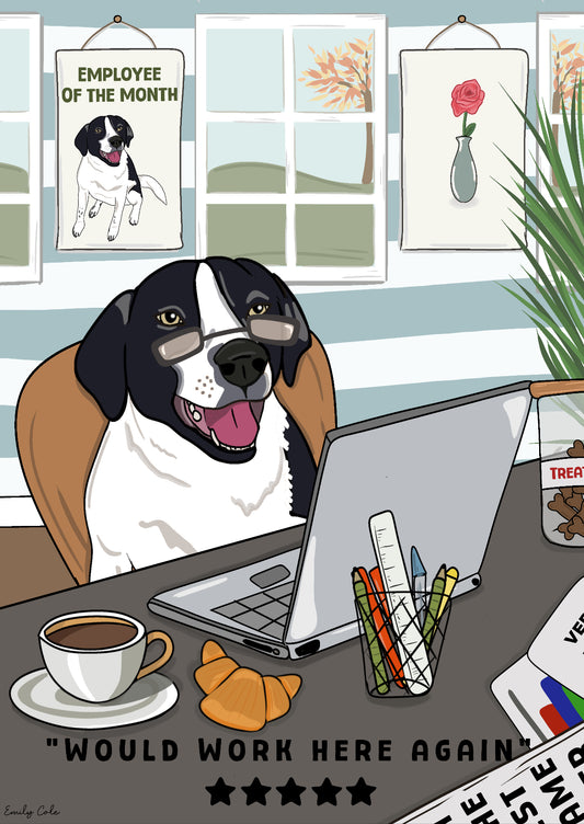 Would Work Here Again 5 Star Rating Office Dog Poster Print
