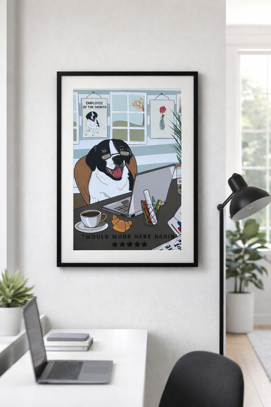 Would Work Here Again 5 Star Rating Office Dog Poster Print