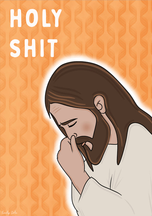 Playful Jesus Christ Holy Sht Funny Wall Art