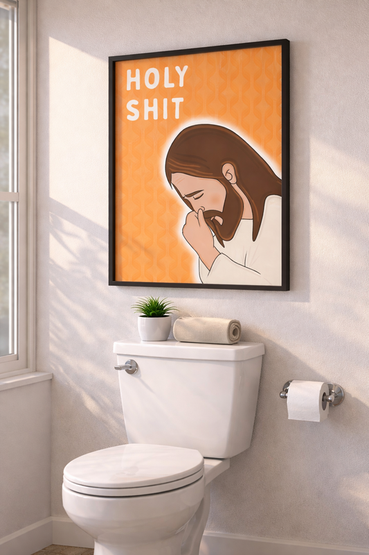 Playful Jesus Christ Holy Sht Funny Wall Art