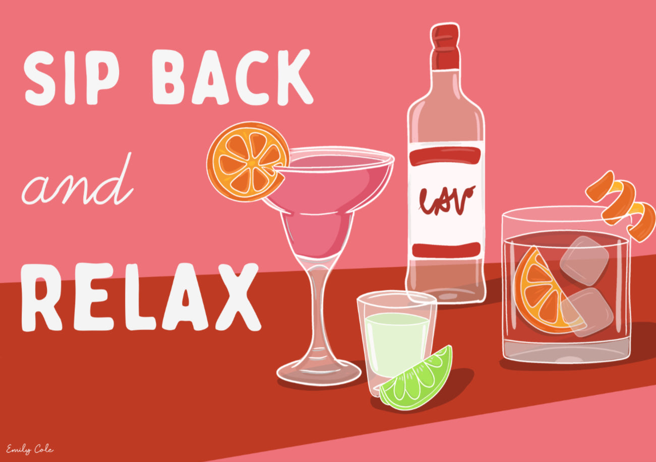 Set of 5 A4 Retro Cocktail Themed Poster Prints