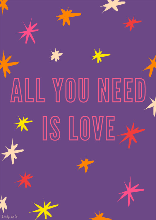 Bold All You Need Is Love Cute Bedroom Poster Print