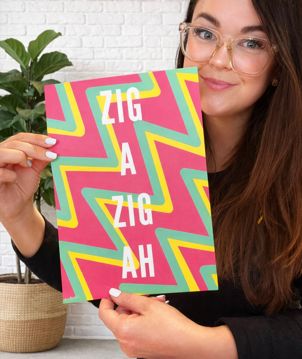 ZIG A ZIG AH Vibrant Retro Nostalgic Poster Print