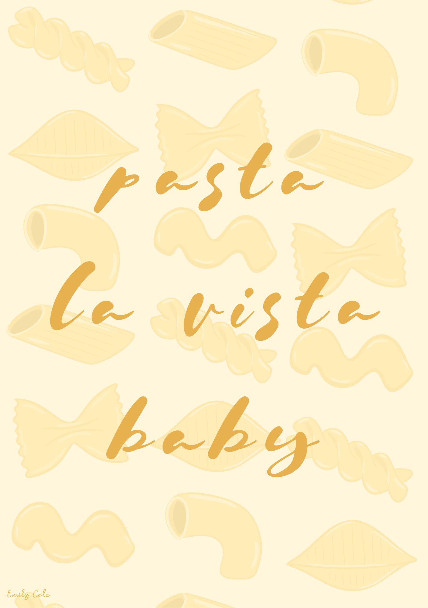 Funny Kitchen Pun Poster Pasta La Vista Baby Poster Print