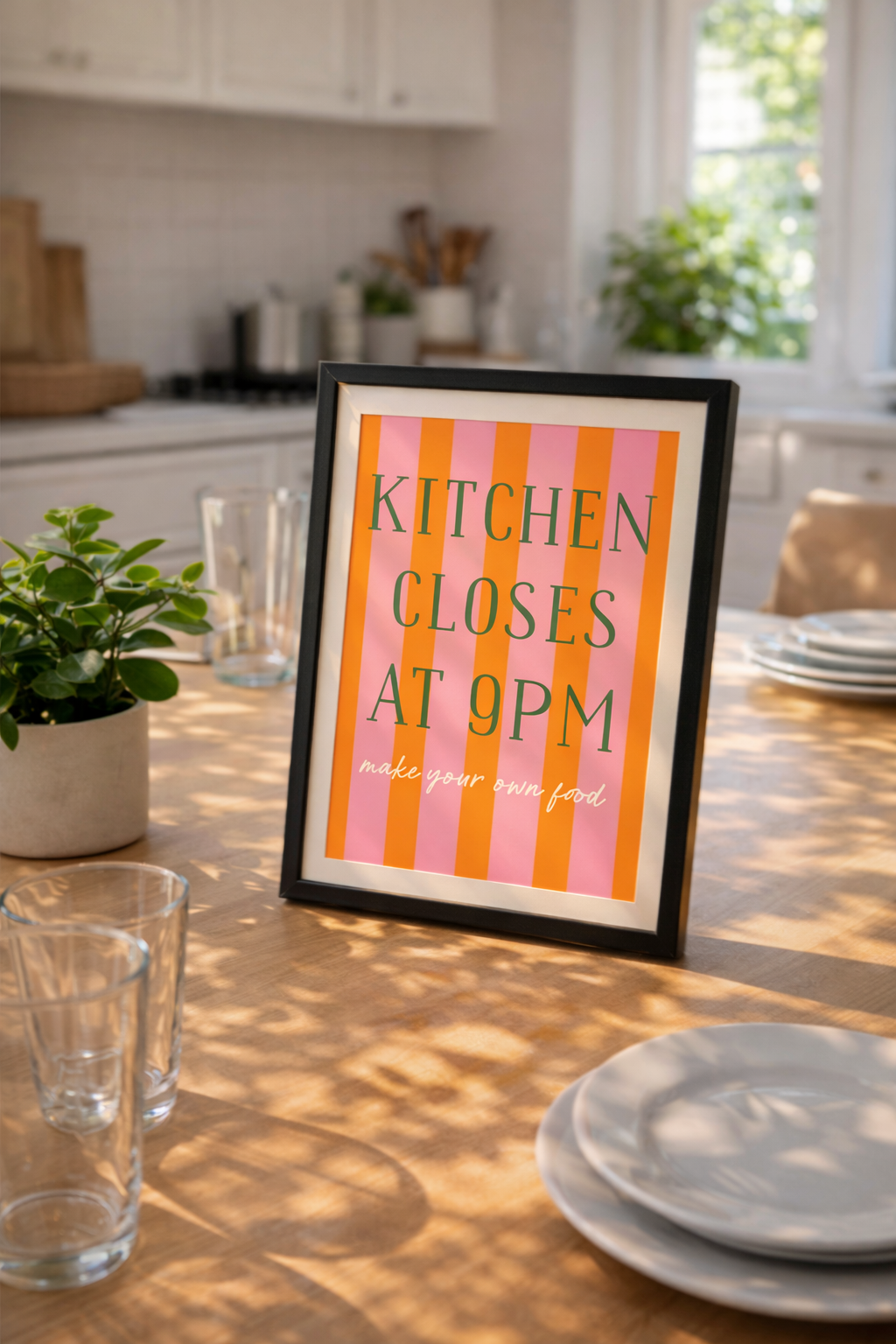 Kitchen Closes At 9pm Funny Cute Kitchen Themed Poster Print