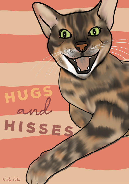 Hugs & Hisses Digital Cat Poster Print