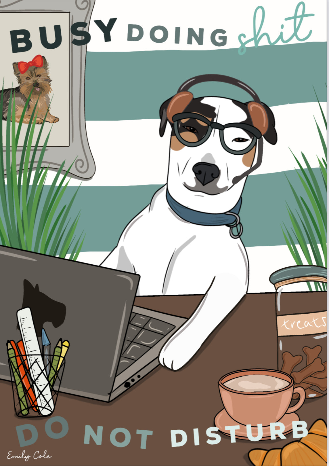Busy Doing Shit Funny Rude Terrier Dog Poster Print
