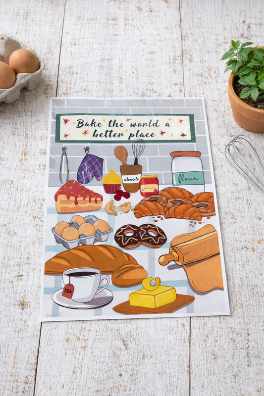 Bake The World A Better Place Cute Bakery Themed Poster Print