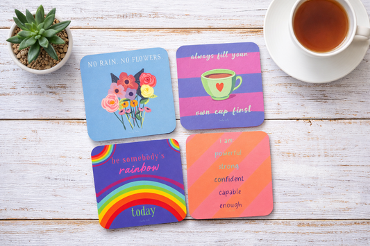 Set of 4 Bold & Vibrant Affirmation Coasters