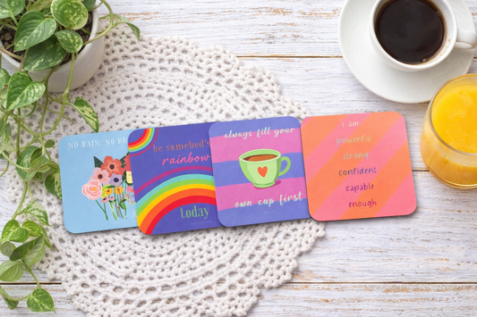 Set of 4 Bold & Vibrant Affirmation Coasters