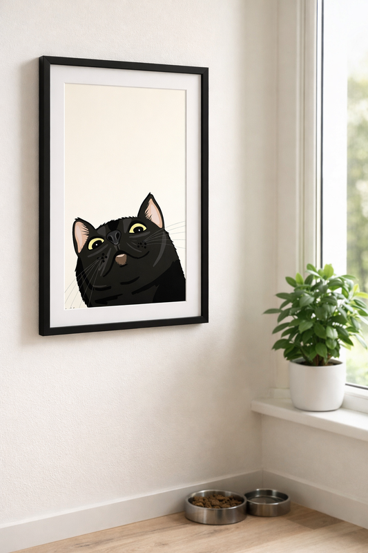 Black Cat Funny Mug Shot Poster Print