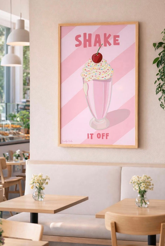 Shake It Off Retro Milkshake Happy Poster Print A4