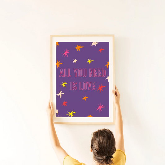 Bold All You Need Is Love Cute Bedroom Poster Print