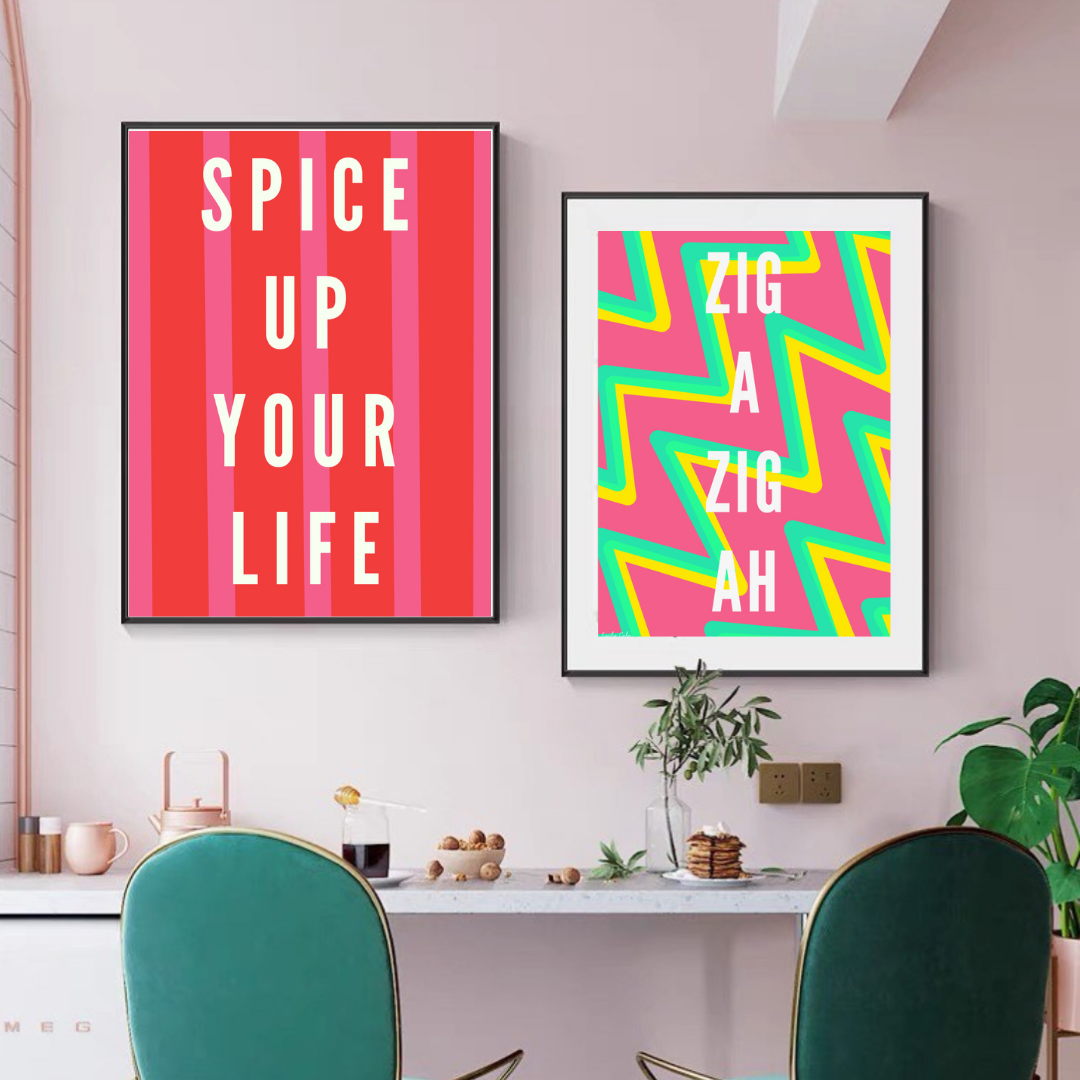 ZIG A ZIG AH Vibrant Retro Nostalgic Poster Print