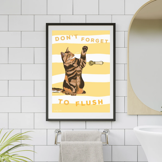 Don’t Forget To Flush Digital Cat Print