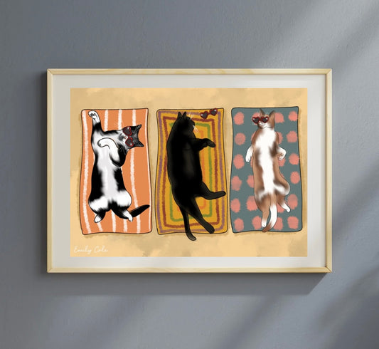 Sunbathing Cats Digital Print