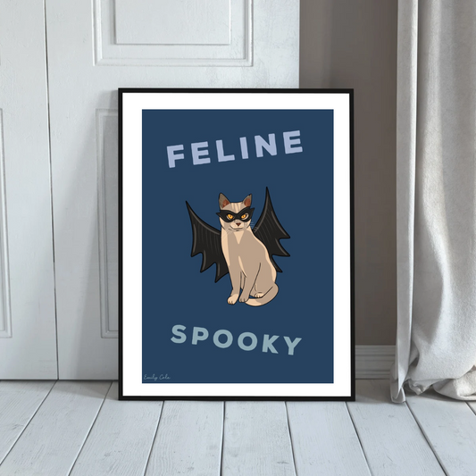 Feline Spooky Halloween Cat Digital Poster Print