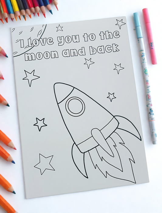 Colour-In Greetings Card - Love You To The Moon & Back