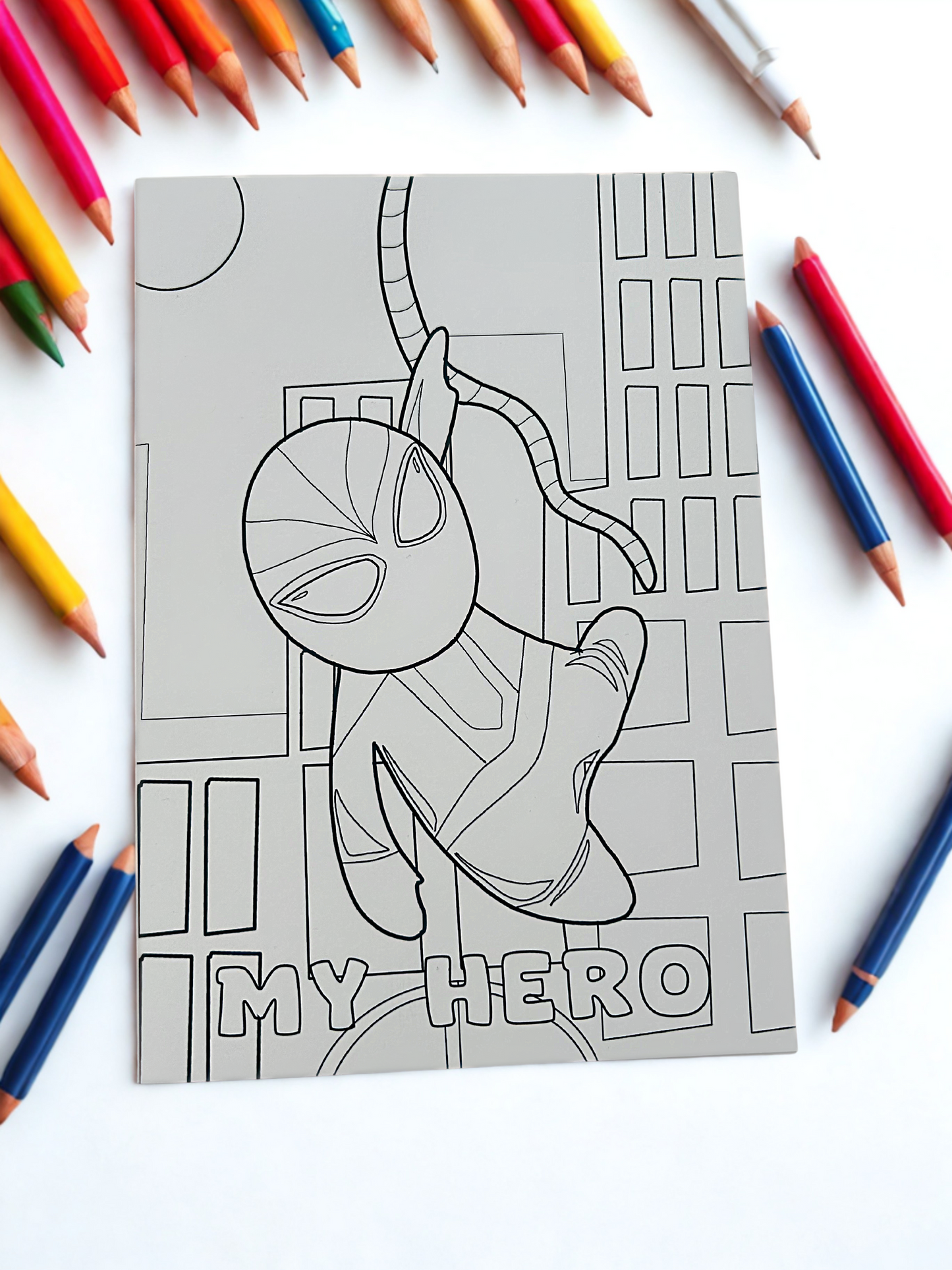 Colour-In Greetings Card My Hero