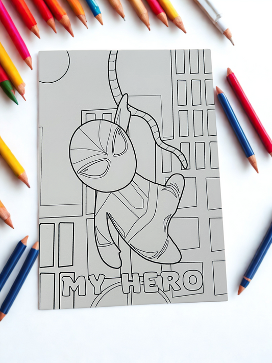 Colour-In Greetings Card My Hero